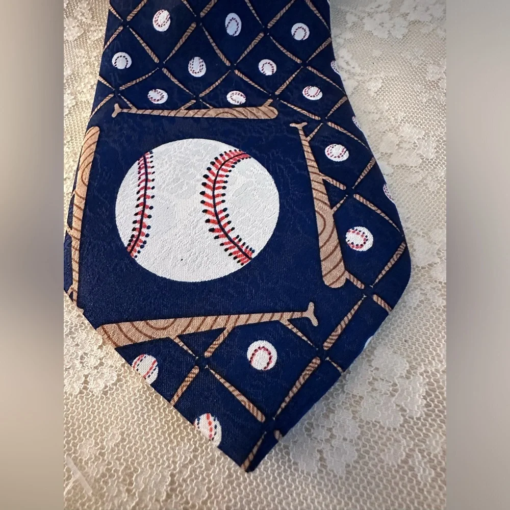 Baseball White Ball Black Tie Design by A Rogers 56 x 3 1/2